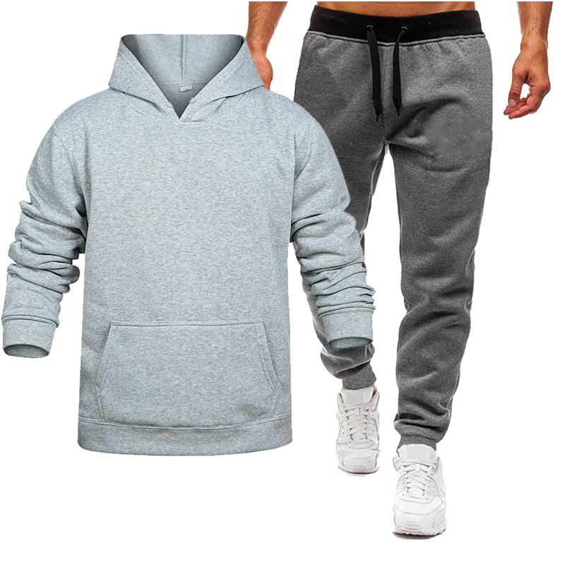 Herrenbekleidung Frühling, Herbst und Winter Herren- und Damenfreizeit Europäischer Code Blanko Einfarbiger Anzug Vlies Lockerer Pullover und Hose Zweiteiliges Set_voghion.com