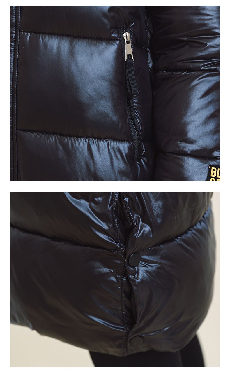 "Women's Oversized Longline Puffer Coat – Quilted Winter Parka With Black/Gold Contrast Stitching (5 Colors, Plus Sizes)"_voghion.com