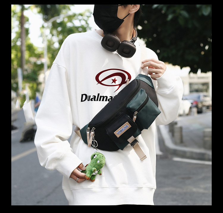 Autumn and winter new men's chest bag, color-blocked fashion student lightweight crossbody bag, Ruiying outdoor sports belt bag_voghion.com