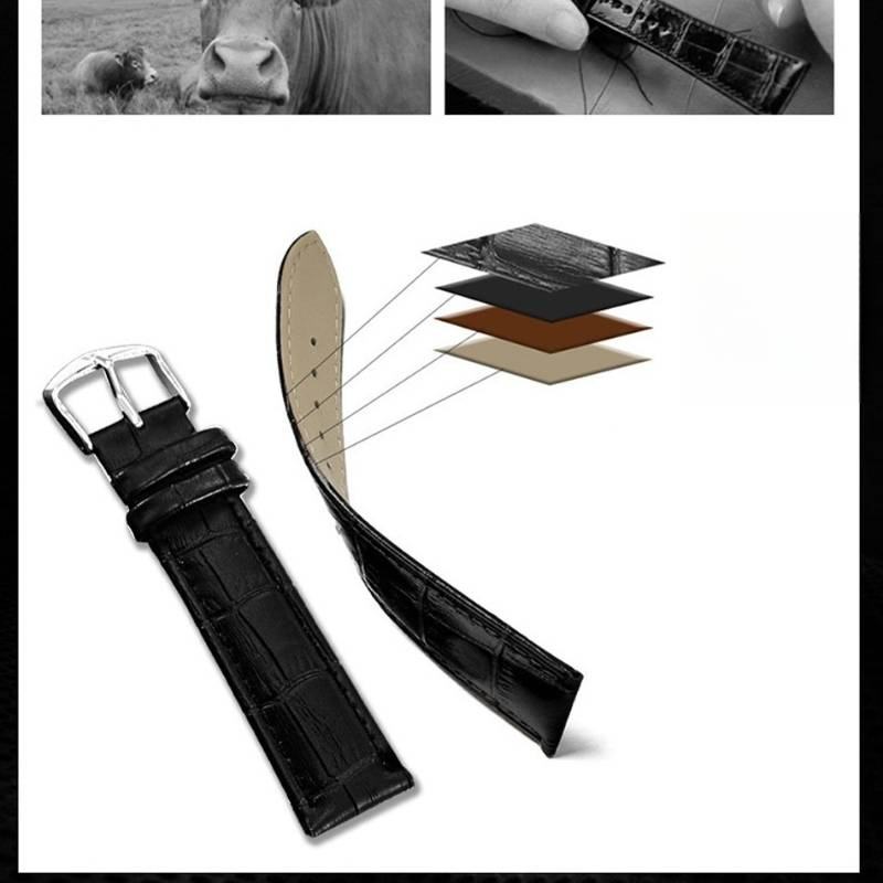 Round automatic mechanical watch leather strap skeletonized luminous waterproof shockproof pin buckle_voghion.com