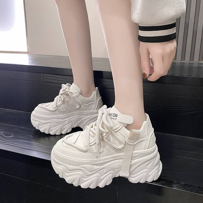 Women's Shoes 8cm height enhancing women's shoes thick soled high heeled dad shoes versatile and show small feet sports and leisure_voghion.com