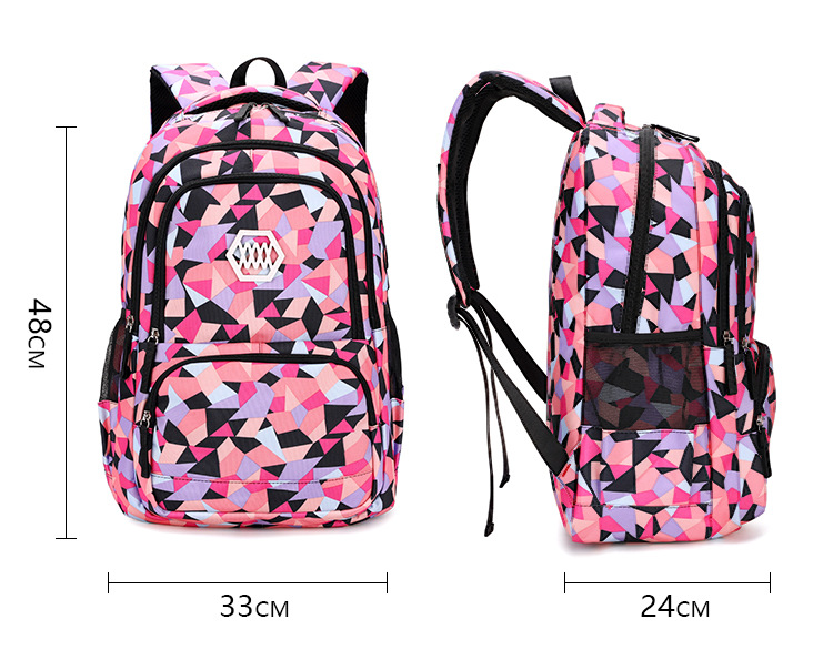Mochila Escolar Mochila Infantil de Três Peças Escola Primária Menina Nylon Camuflagem Mochila Escolar Média e Secundária Mochila Leve_voghion.com