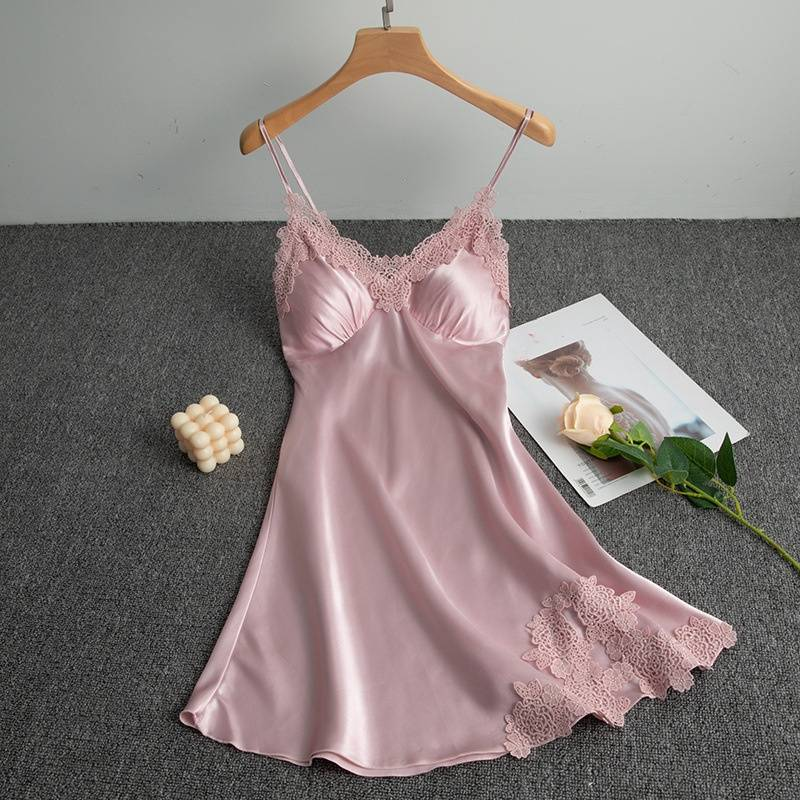 Ondergoed Pyjama's Dames Zomer IJs Zijden Nachthemd Sexy Tweedelig Nachthemd Sling Lente En Herfst Badjas Zijde_voghion.com