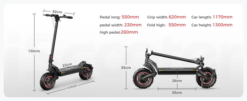 iScooter Ix7 Pro 2000W električni skuter z dvojnim motorjem APP Control 60km/h 17.5AH 10-palčna terenska pnevmatika zložljivi električni skuterji_voghion.com