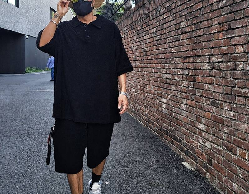 Revers-T-Shirt, Poloshirt, Sportbekleidungsset für Herren, Sommerhandtuch, lockeres Kurzarmhemd und Shorts, zweiteiliges Set_voghion.com