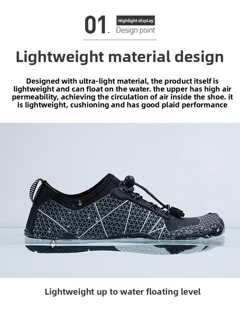 Zapatos acuáticos descalzos para hombre y mujer: zapatos acuáticos de cinco dedos de secado rápido con suela de goma antideslizante, ligeros y transpirables._voghion.com