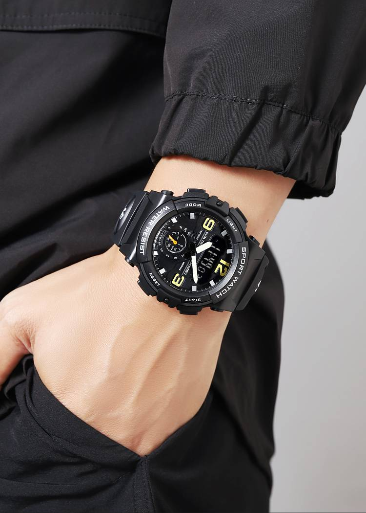 Camouflage-Sportuhr für Herren mit Alarm, Licht, Start/Stopp, Reset, Dualzeit, Modus und wasserdichten Funktionen (137 Buchstaben)_voghion.com