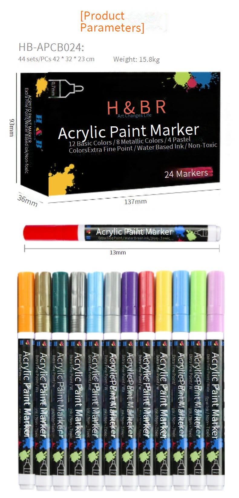 24-Color Metallic Acrylic Paint Markers Set - Vibrant DIY Art Markers For Drawing, Sketching & Crafting - Ideal For Artists, Students & Hobbyists_voghion.com