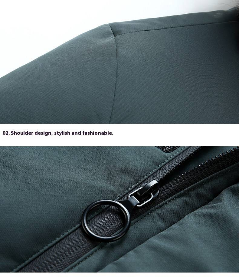 Men's Winter Hooded Down Jacket, Thickened Long Coat With Fur Trim, Warm Lightweight Puffer Coat For Cold Weather, Fashionable Urban Style_voghion.com