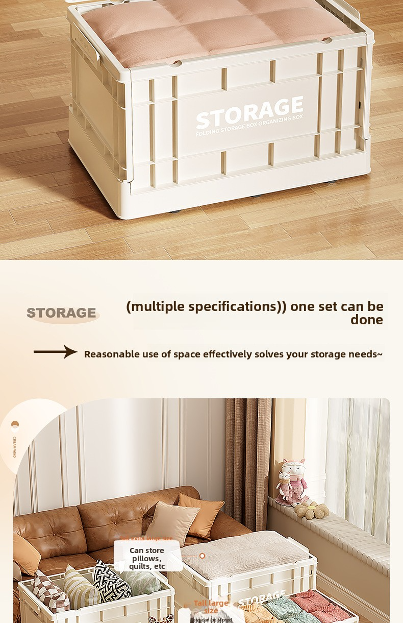 Contenitore portaoggetti pieghevole con ruote e maniglie – Organizzatore multi-dimensione per casa, armadio e auto (plastica PP, impilabile, antipolvere, opzioni da 20L a 90L)_voghion.com