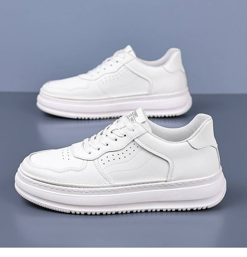 Chaussures blanches 2025, nouvelle édition coréenne, chaussures de sport et de loisirs en cuir pour hommes, jeunes, mode et loisirs, collection tendance une pièce pour cheveux_voghion.com