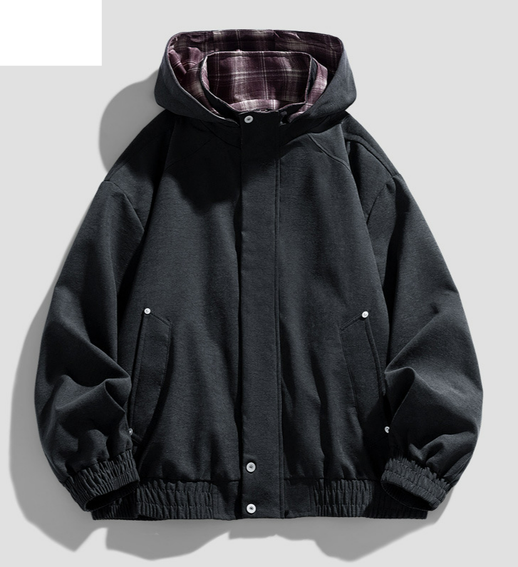 Herrenbekleidung Frühling und Herbst Gefälschte zweiteilige Kapuzenjacke Herren Trendy Loose Vielseitiger Paarmantel_voghion.com