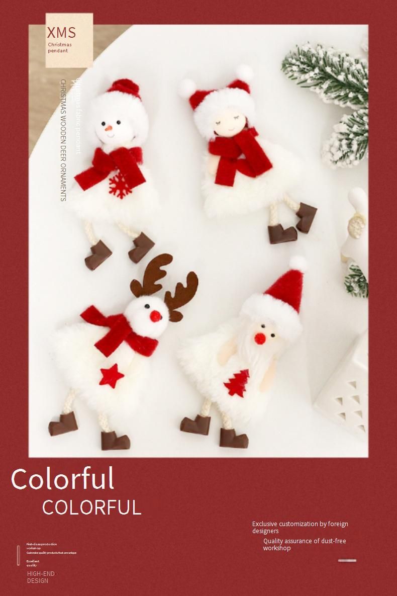 Weihnachtsdekorationsset – süßer Schneemann, Weihnachtsmann und Engelspuppen, handgefertigter Baumschmuck für die Feiertagsdekoration_voghion.com