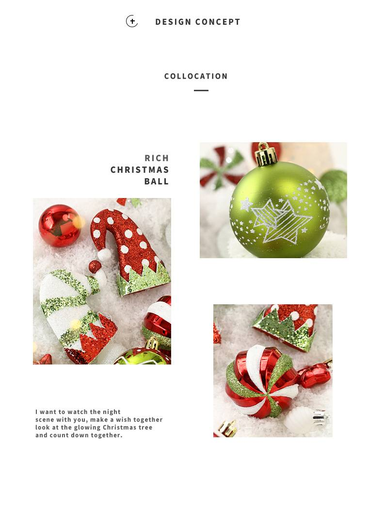 Set di ornamenti natalizi anni '50 - Palline appese dipinte di rosso, verde e bianco per decorazioni per l'albero e decorazioni per le feste._voghion.com