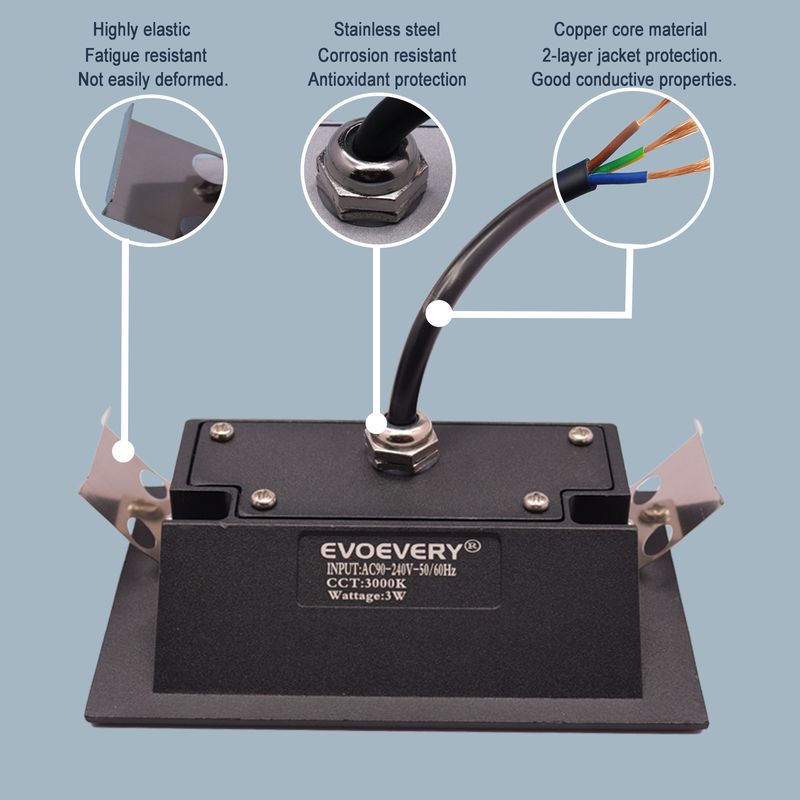 EVOEVERY 3W 3000K Lampada da parete quadrata in alluminio con sensore di movimento, installazione integrata, adatta per scale/corridoi/gradini interni_voghion.com
