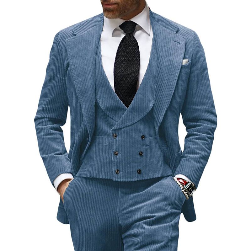 Giacca blazer in velluto a coste da uomo – Poliestere leggero, vestibilità comoda, cappotto casual con un bottone (S-XXXL, marrone/blu)_voghion.com