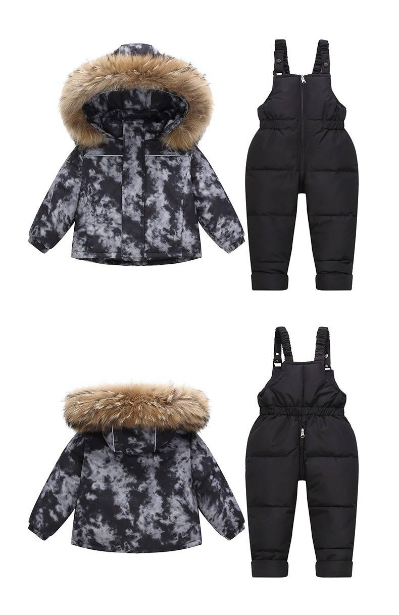 Premium Kids' Snow Ski Overalls With Hood - Warm Winter Padded Jumpsuit For Toddlers (80-120cm) - Soft Nylon Shell & 90% White Duck Down_voghion.com