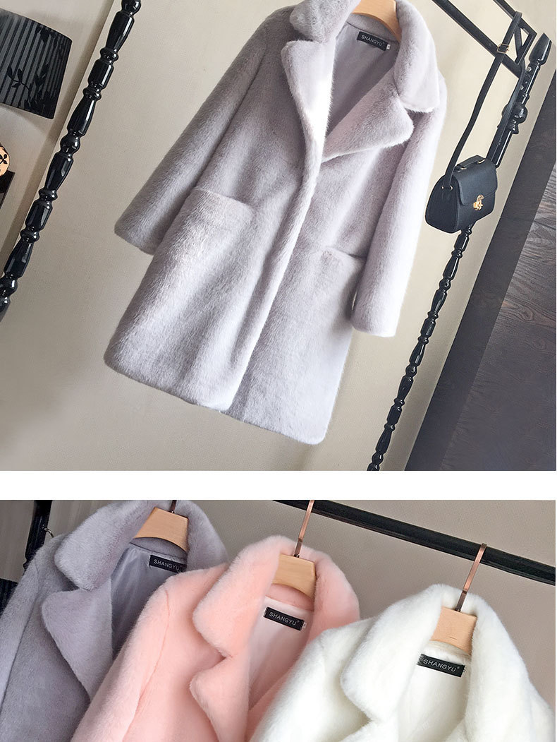 Kvinnors päls en imiterad päls päls minkrock lång päls mink_voghion.com