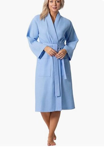Waffle Soft Knit Lightweight Kimono Bathrobe Women's Soft_voghion.com