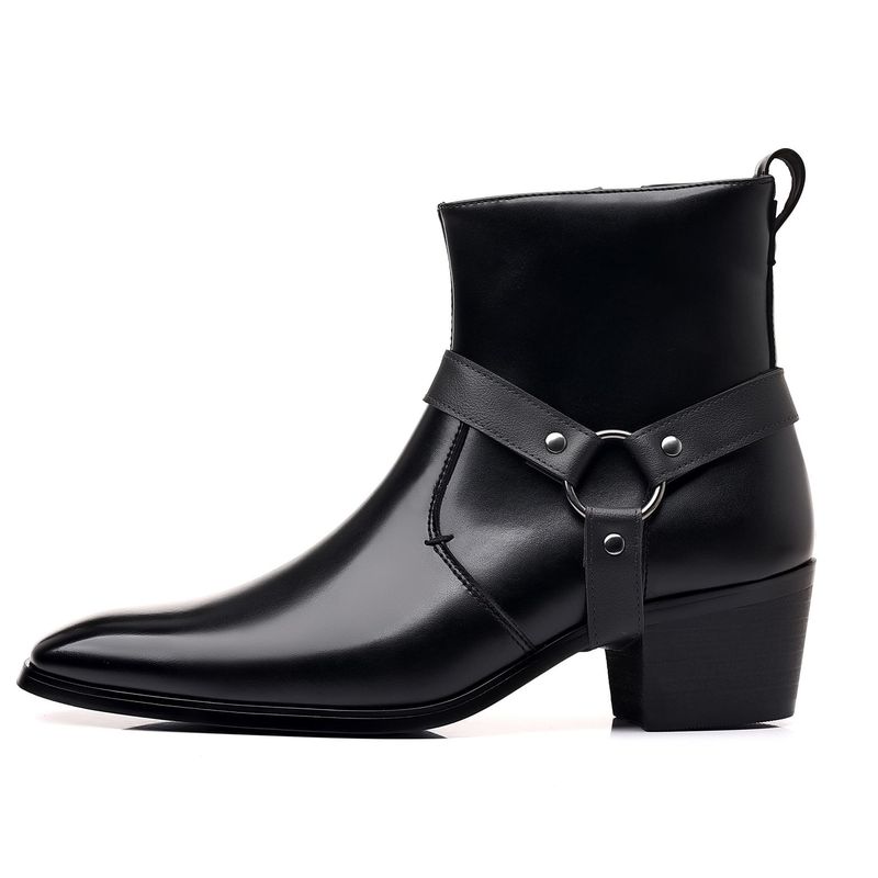 Austrian 9093 New England Stiefel Nieten Personalisierte Mid Top High Heels Herrenschuhe_voghion.com