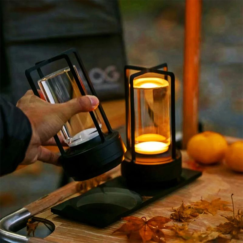 Luminária de mesa LED sem fio, retrô, de metal, recarregável, com controle de toque, luz noturna, para restaurante, quarto, decoração para casa e ambientes externos_voghion.com