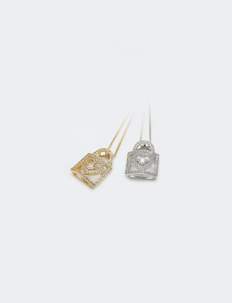 Gioielli da donna, accessori popolari, semplici e alla moda, collana di coppia con zirconi placcati in oro, collana con lucchetto, collana con ciondolo a lucchetto_voghion.com