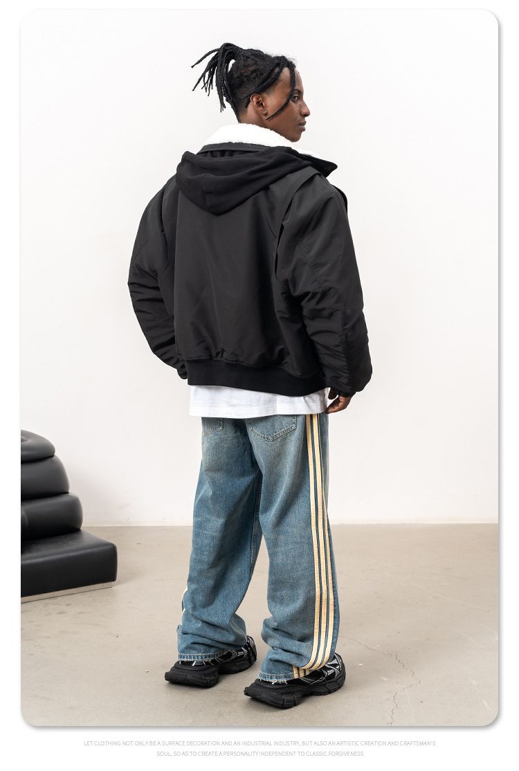 MERCURY FGSS Men's Wear | 2024 Autumn/Winter New Trendy Brand Flight Jacket Cotton Solid Color Hooded Multi Pocket Work Coat_voghion.com