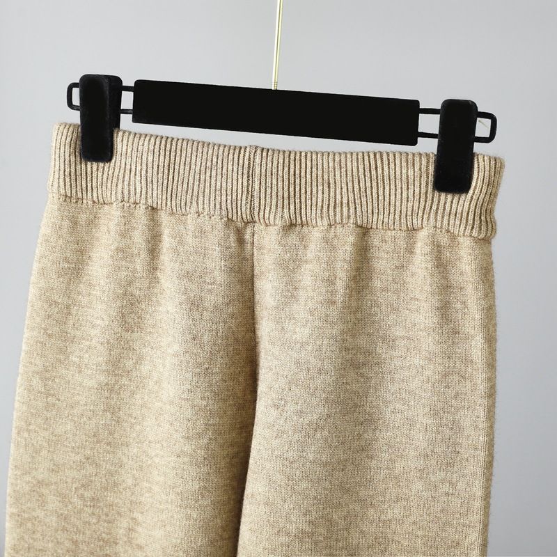 Ensemble de pantalons tricotés doux et polyvalents pour femmes, col mi-haut, pull ample décontracté, vent doux_voghion.com