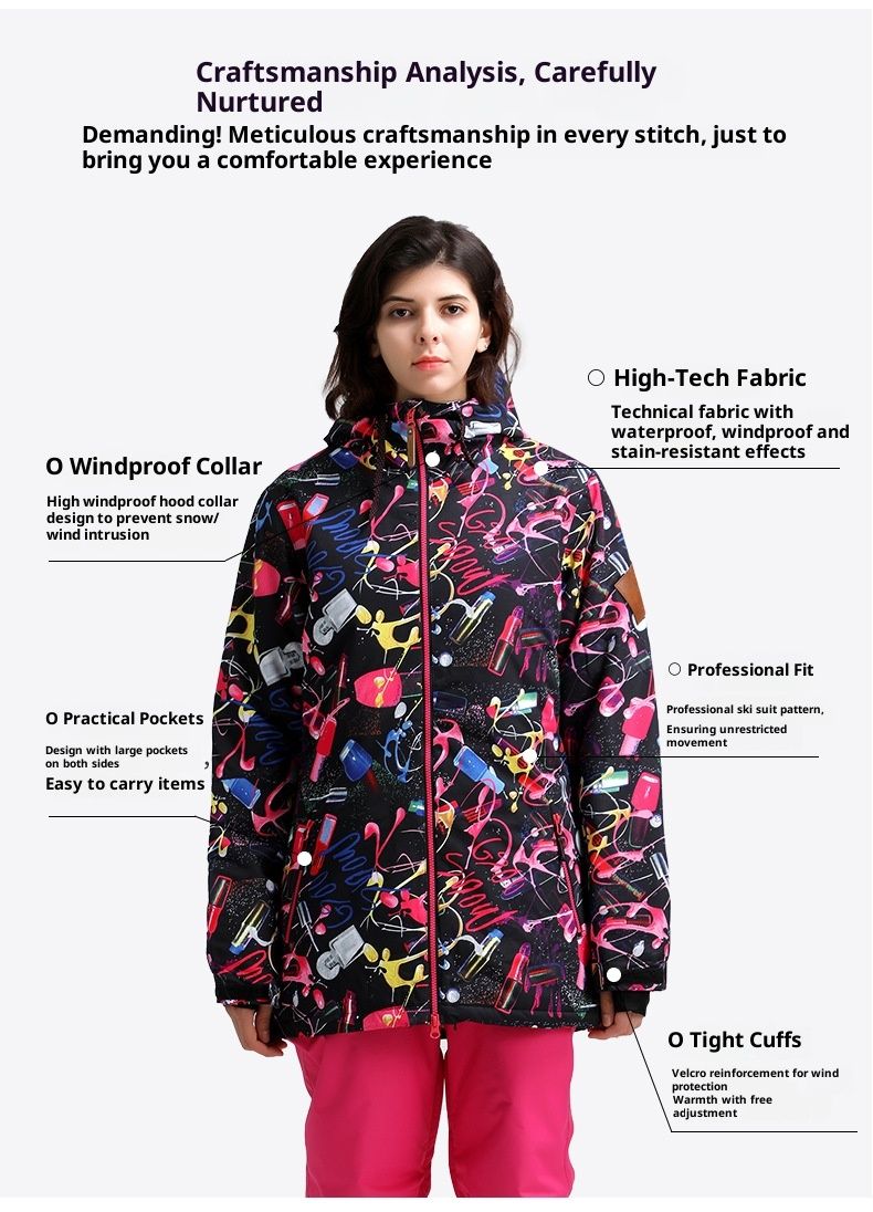 Combinaison de ski Gsousnow 001 pour femme, coupe-vent, imperméable et résistante à la neige, idéale pour l'hiver et les activités de plein air._voghion.com