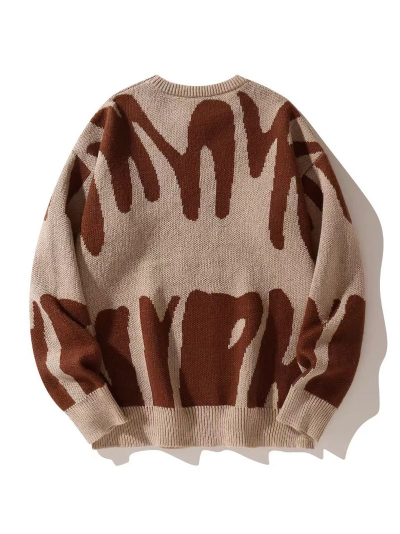 Maglione unisex retrò color-block – Pullover girocollo oversize dalla vestibilità ampia (S-XL)_voghion.com
