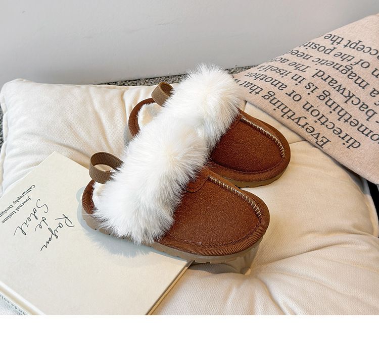 Pelzgefütterte 2024 Herbst-Winter-Neuheiten, verdickte, warme Baumwoll-Hausschuhe mit geschlossener Zehenpartie, zum Hineinschlüpfen, mit Fleece gefütterte Schneestiefel_voghion.com