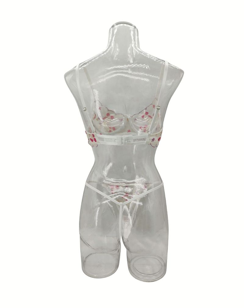 Europese en Amerikaanse buitenlandse handel Hot Selling Bloemen Borduurwerk Zoete Stijl Perspectief Mesh Sexy Comfortabele Sexy Ondergoedset Op Voorraad_voghion.com
