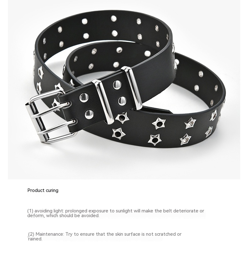 Cintura a doppia fila con decorazione a stella per donna, stile punk casual, 2024_voghion.com