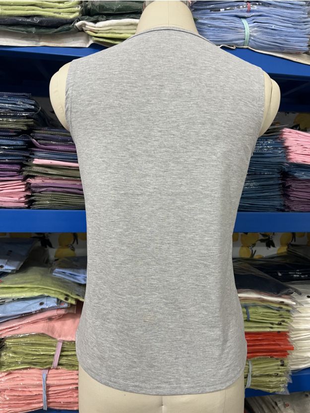 Women's clothing trade women's small vest hot-selling interesting letter printing fashion V-neck sleeveless T-shirt_voghion.com