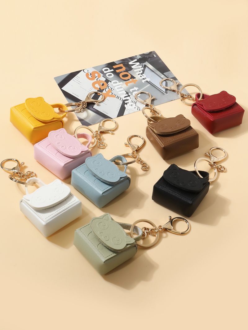 Portachiavi in pelle PU con ciondolo per borsa, portachiavi creativo e semplice, per uomo e donna, in pelle, universale, in metallo_voghion.com