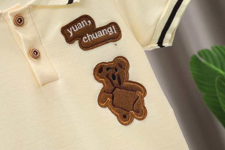 Dragt 2024 Sommer Nye Børn og Drenge Mode Kortærmet Stribet Polo Shirt Todelt Sæt Trendy_voghion.com