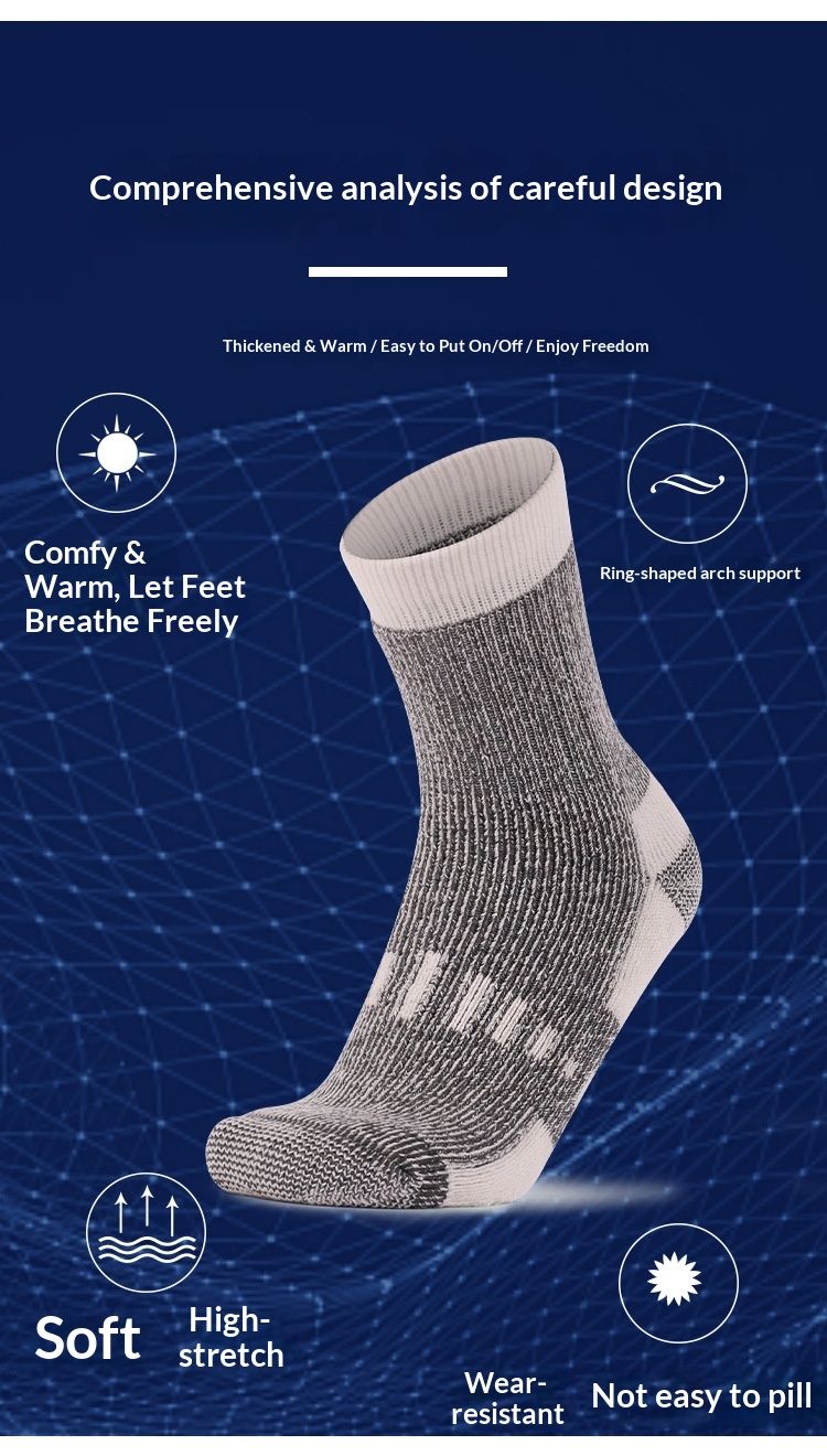 Wangjia Neue Cross-Border Merino Herren-Wollsocken, dick verdickt, warm, für Herbst und Winter, Sport, Freizeit, einfarbig, zum Wandern_voghion.com