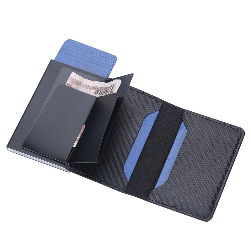 Baellerry New RFID Anti Magnetic Side Push Aluminum Box Package Oil Wax Skin Men's Card Cover_voghion.com