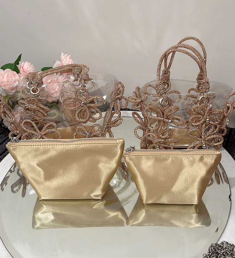 Women's Bags Bring Diamond StuddedFairy Bags Super Flash Rhinestone Flower Bucket Bags Vegetable Basket Handbags_voghion.com