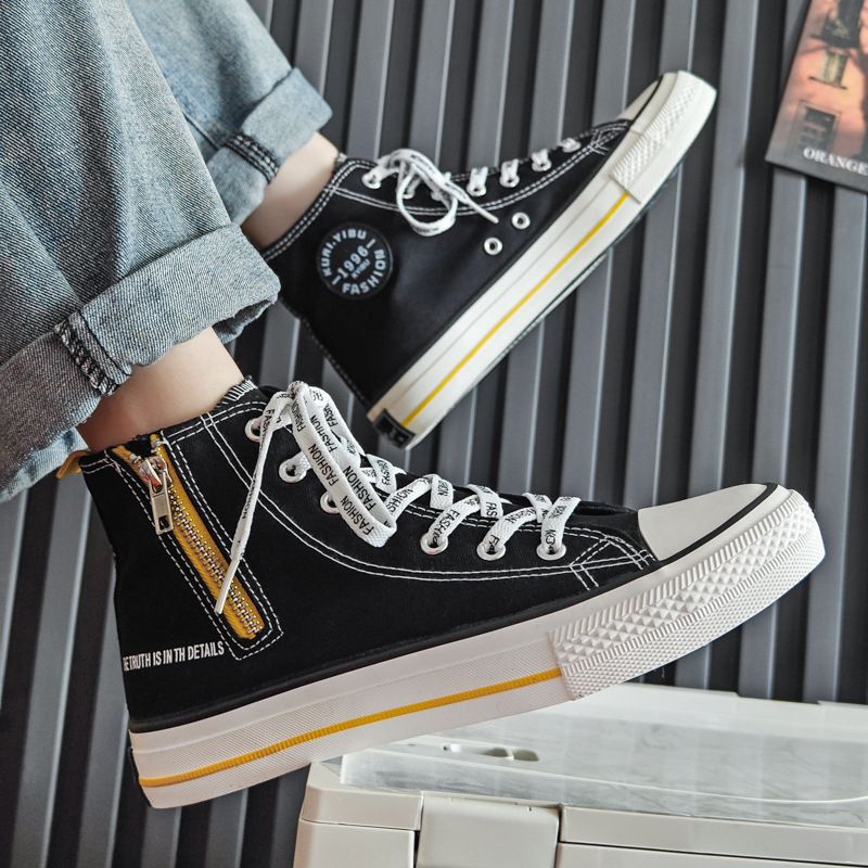 VASIBAEN High Top Canvas Men 2025 Spring New Small Form Design Korean Board Shoes For Men's Versatile Instagram Trend_voghion.com