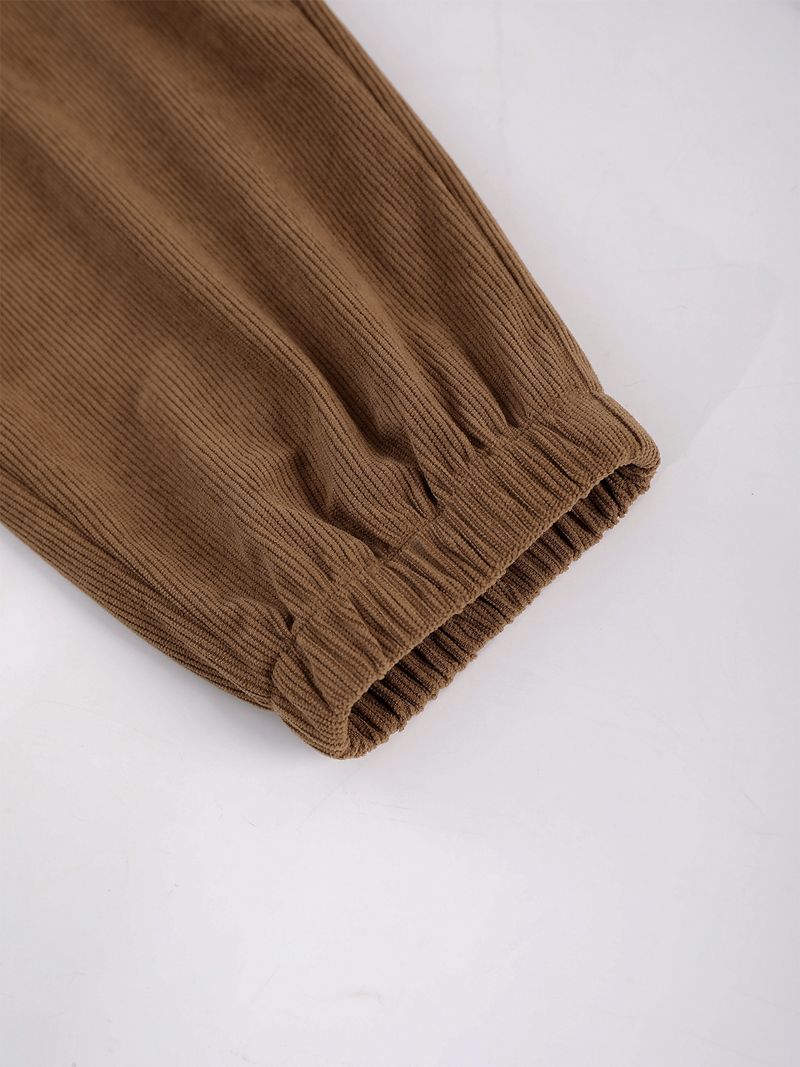 Men's Corduroy Hooded Two-Piece Set – Stylish Contrast Checkered Hoodie & Pants For Spring/Autumn (S-XXL)_voghion.com