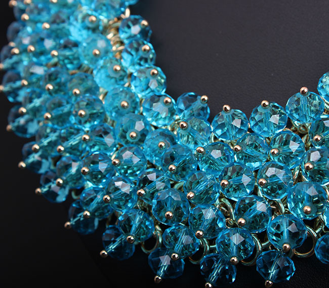 Collana tutta fatta a mano in cristallo di vetro multistrato con clavicola corta per l'industria pesante, moda femminile esagerata gioielli di grande nome_voghion.com