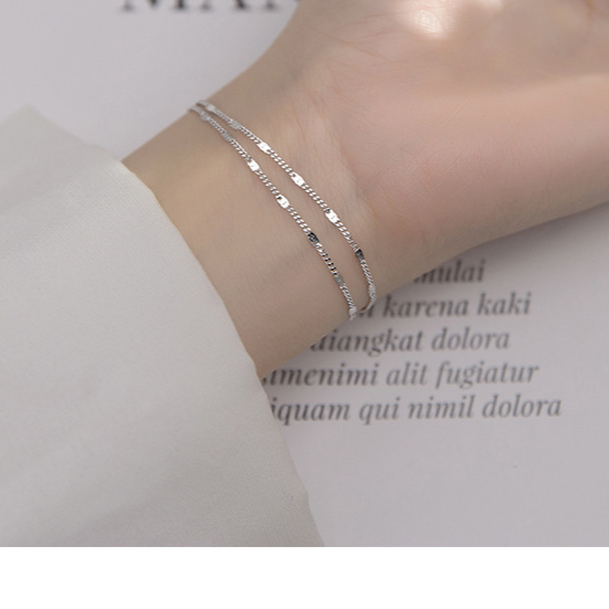 S925 gümüş basit küçük taze çift katmanlı bilezik bayan mizaç niş tatlı tasarım el takı_voghion.com