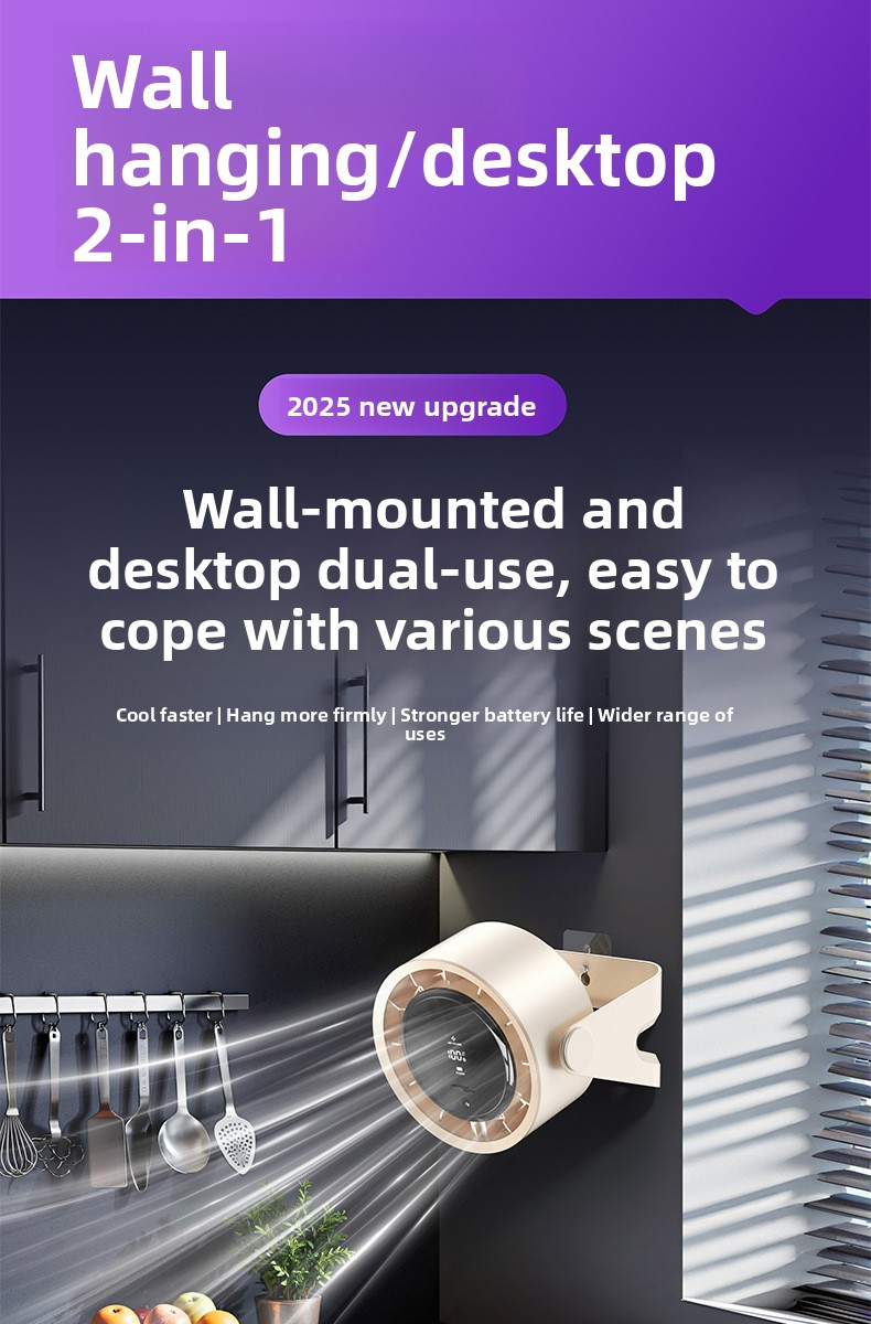 Ventilateur de bureau, chargement USB, affichage numérique, silencieux, pour bureau, dortoir, vent fort, petit format_voghion.com