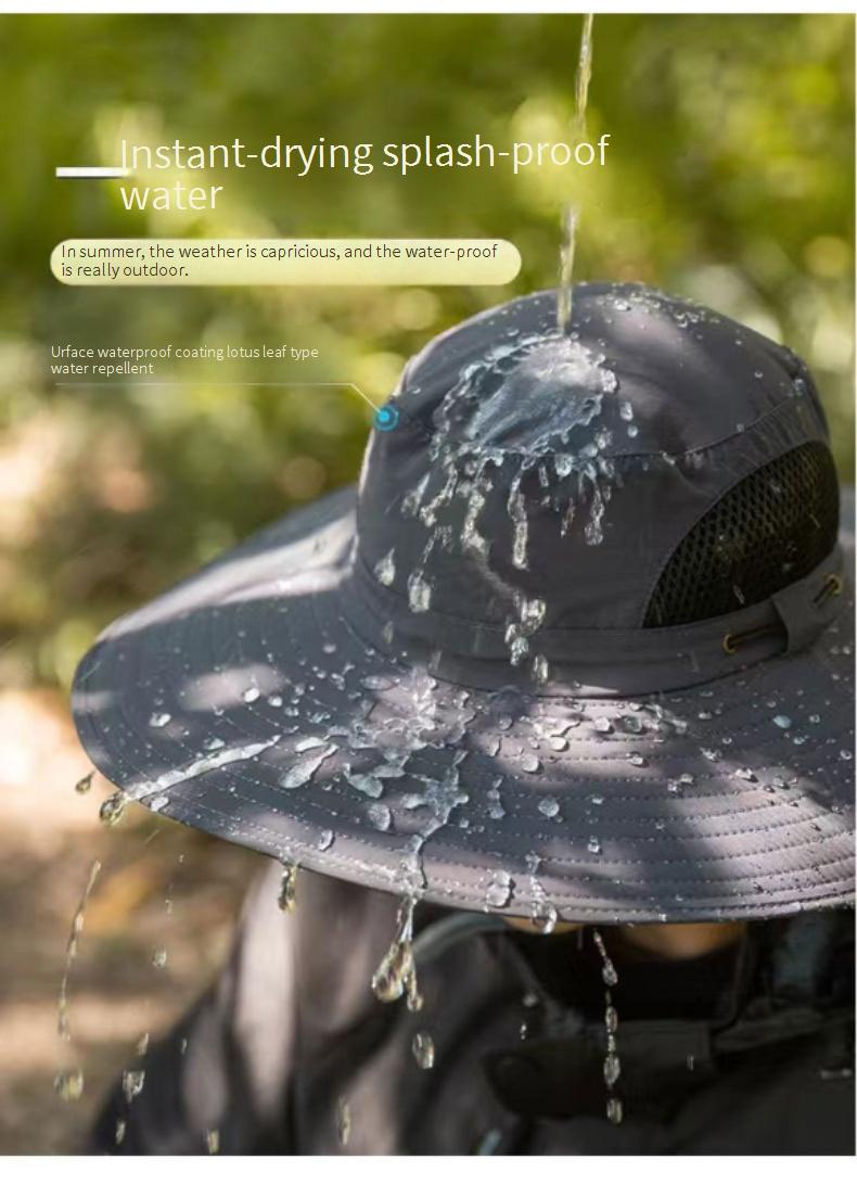 Solar-Powered Cooling Hat With Detachable Fan - Wide Brim Sun Hat For Men, Ultra-Strong Wire Frame & Adjustable Airflow For Outdoor Activities_voghion.com