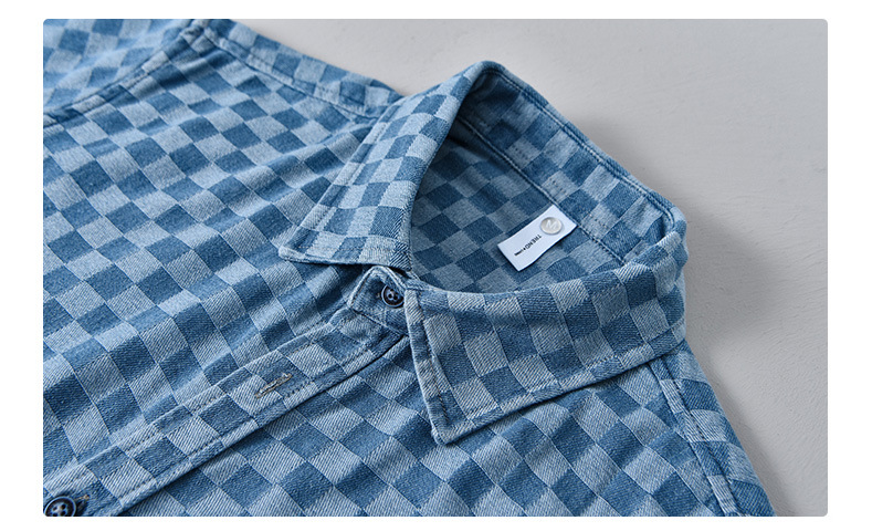 Abbigliamento estivo da uomo, camicia in denim a maniche corte a quadri alla moda maschile, comoda, giovanile, casual, coordinata, in cotone_voghion.com