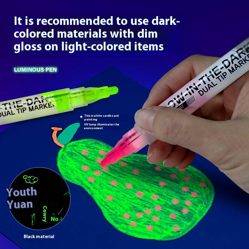 Dual-Tip Glow In The Dark Marker Pens - 8 Vibrant Colors, Waterproof & Non-Fade, Perfect For DIY Art, Study Notes & Creative Projects_voghion.com