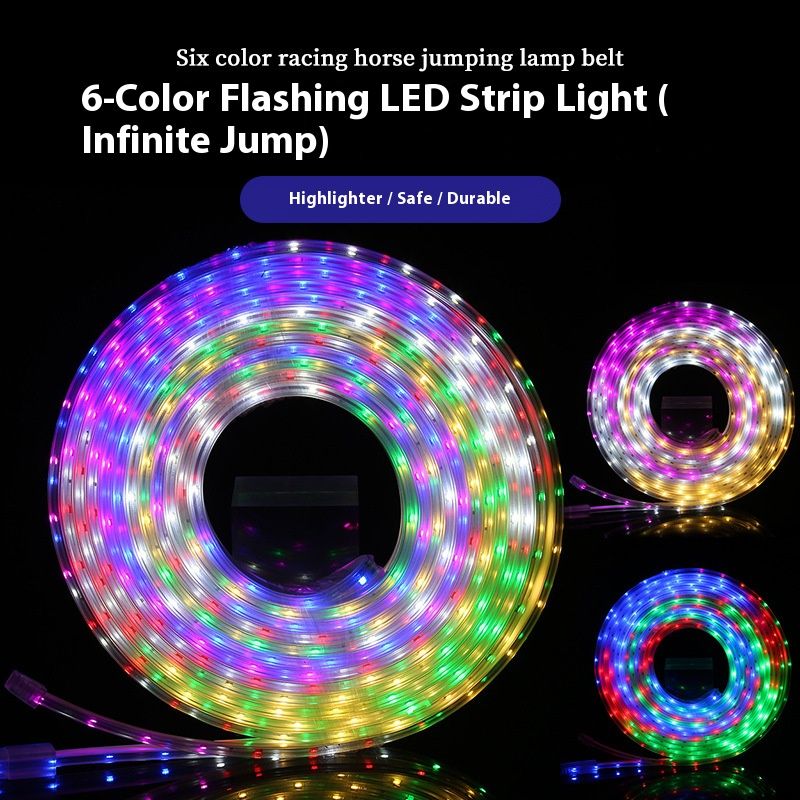 Tira de luces LED RGB de alto voltaje de 220 V, iluminación impermeable para fiestas al aire libre con efectos dinámicos de cambio de color, chip LED 2835, 20 lm por LED, 48 LED/m_voghion.com