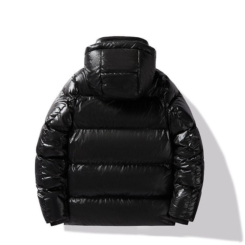 Cappotto unisex con cappuccio in grafene nero e oro – Giacca streetwear oversize con fodera in cotone termico_voghion.com