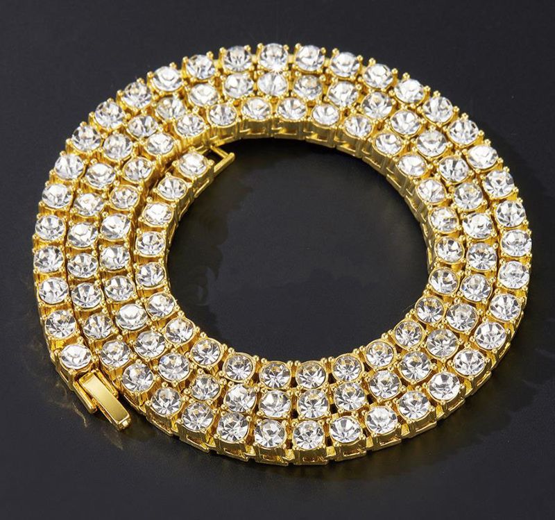 Men Fashion Hip Hop Punk Cuban 1-Row Bling Crystal Diamond 3MM/4MM/5MM Cuban Link Chain Tennis Long Chain Necklaces Jewelry Safety Watch-Clasp_voghion.com